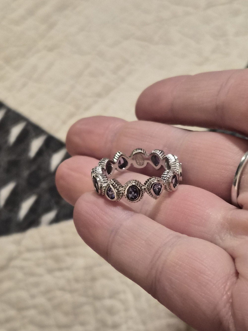Doug Paulus Sterling Silver 925 Tanzanite Eternity Band